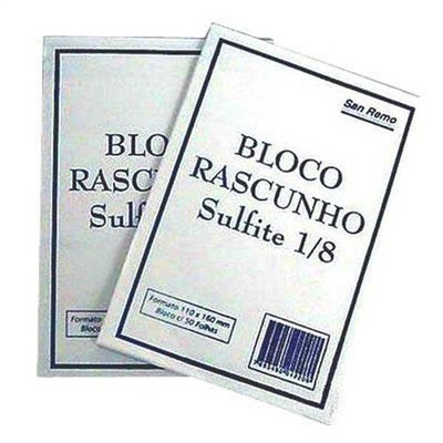 Bloco Sulfite para Rascunho San Remo Sem Pauta 50 Folhas 11x16cm 1 UN