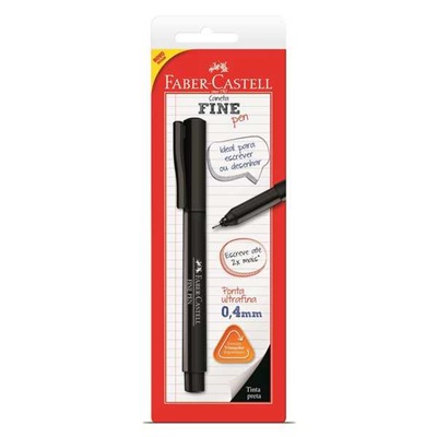 Caneta Hidrográfica Fine Pen Preta 0.4mm 1 UN Faber Castell