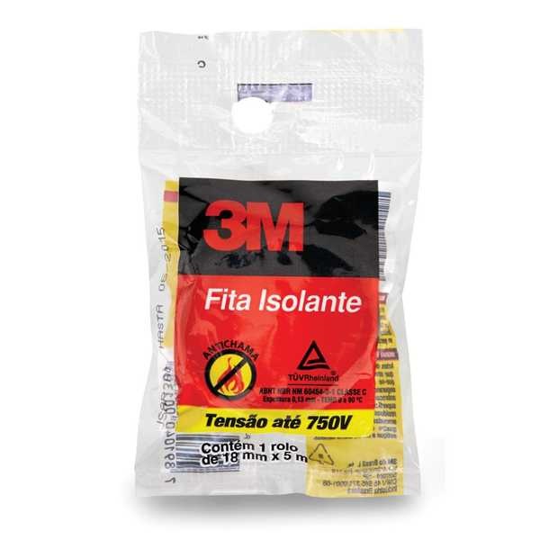 Fita Isolante Antichama 18mm x 5m Preto 1 UN 3M