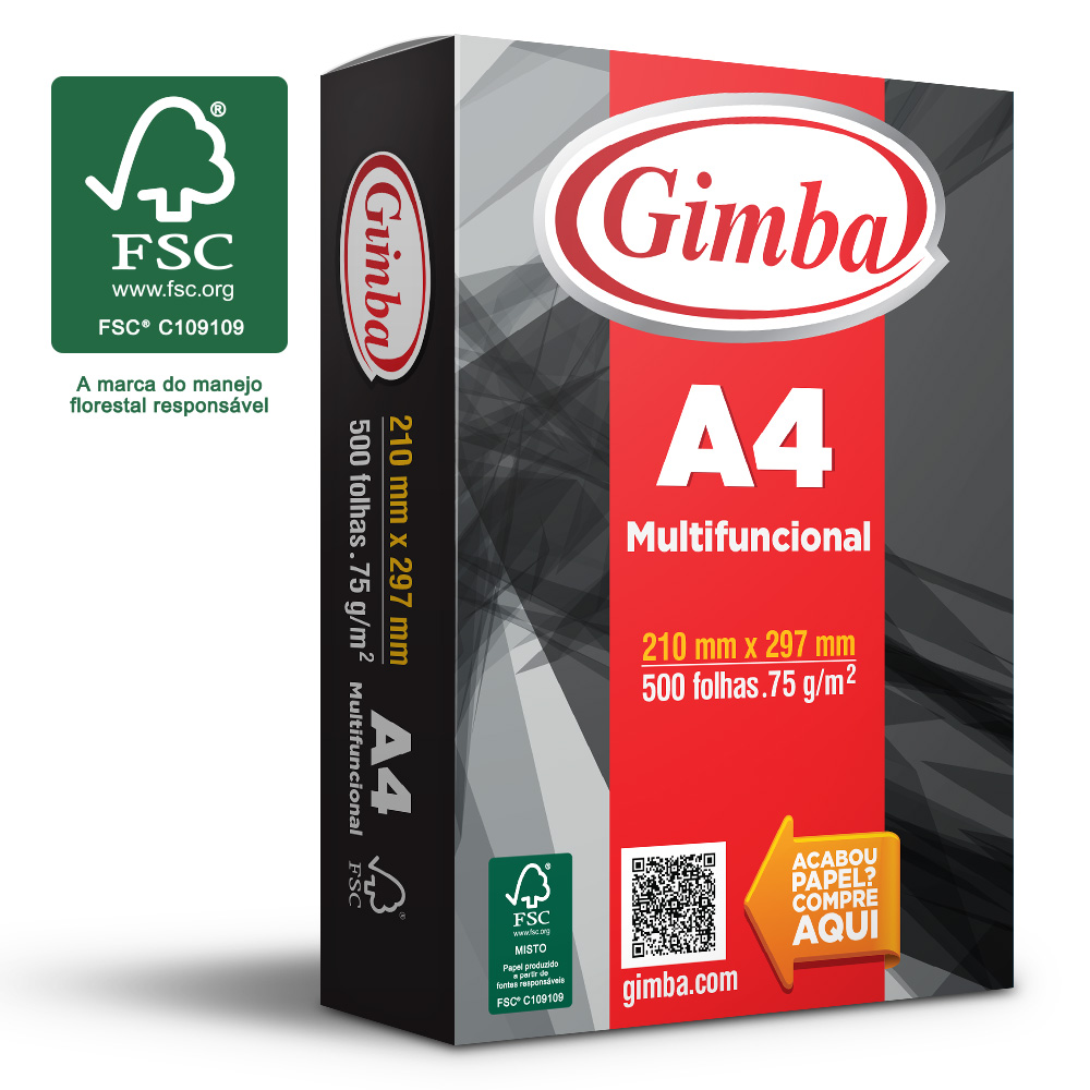 Papel Sulfite A4 75gr 210x297 Pct C500 Fls Branco Certfsc Gimba Gimba 8889