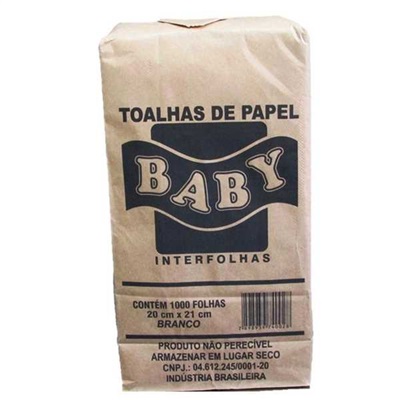 Papel Toalha Interfolha 2 Dobras 20x21cm PT 1000 FL Baby
