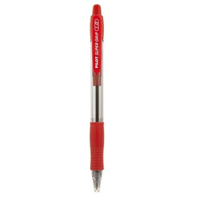 Caneta Esferográfica Pilot Retrátil Super Grip Ponta Média 1.0mm Vermelha 1 UN