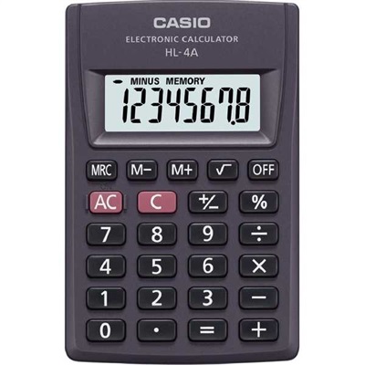 Calculadora de Bolso Casio 8 Dígitos Preto HL-4A 1 UN