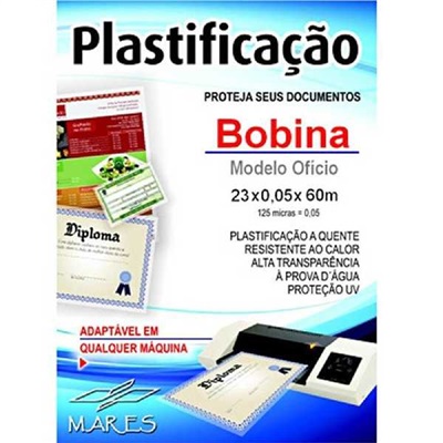 Bobina para Plastificação Mares 0,05mm Ofício 23cm x 60m 1 UN