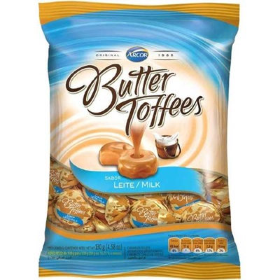 Bala Butter Toffees Leite 100g 1 PT Arcor