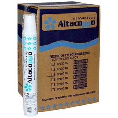 Copo Plástico Altacoppo 180ml Branco CX C/ 2500 UN
