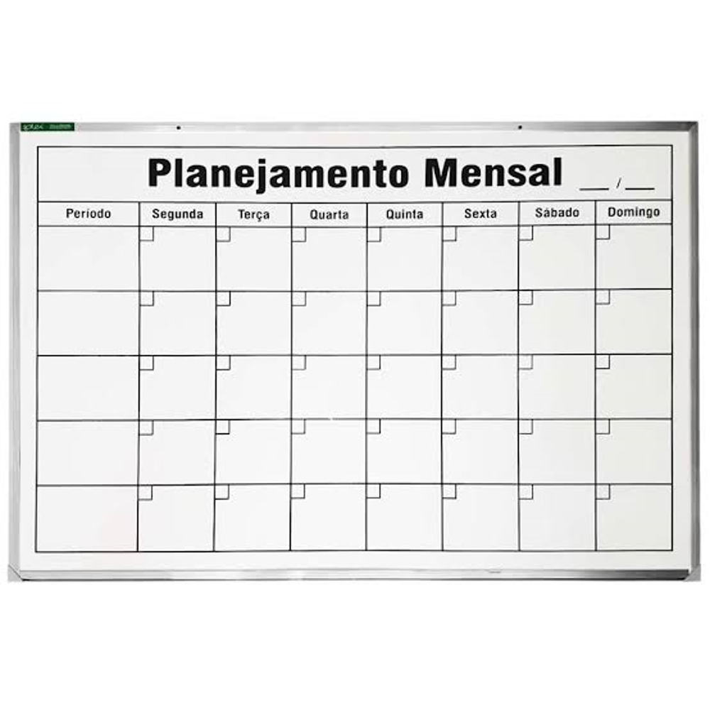 Quadro Branco de Planejamento Mensal 90x60cm 1 UN Souza - Gimba