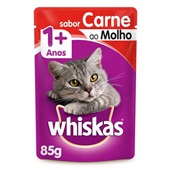 Sachê de Ração Úmida para Gatos Adulto Sabor Carne ao Molho 85g Whiska