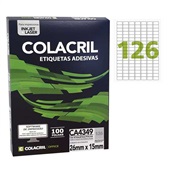 Etiqueta Adesiva InkJet e Laser A4 26x15mm Branco CA4349 100 Folhas 12600 Colacril