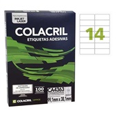 Etiqueta Adesiva InkJet e Laser A4 99,1x38,1mm Branco CA4363 100 Folhas 1400 Etiquetas Colacril