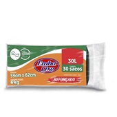 Saco de Lixo Reforçado Wecycle 30L Preto 59x62cm PT 30 UN Embalixo