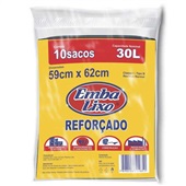 Saco de Lixo Reforçado 30 L Preto 10 UN Embalixo