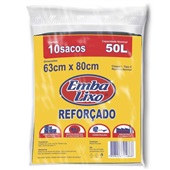 Saco de Lixo 50 L Preto Reforçado 10 UN Embalixo