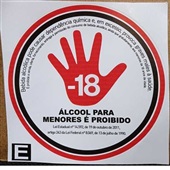 Adesivo Proibido Venda de Álcool para Menores de 18 anos 1 UN Precificar