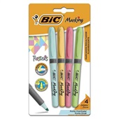 Pincel Marca Texto Marking Fluorescente Tons Pastéis 4 UN Bic