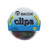 Clips Nº5 Colorido Caixa 200 UN Bacchi