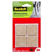 Protetor Adesivo de Feltro Sintético Quadrado Scotch Marrom Grande 4 U