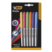 Pincel Marcador Permanente Marking Ponta Media 6 Cores Bic