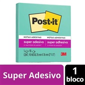 Bloco de Notas Super Adesivo 76x76mm Azul Aqua 90 FL Post-it