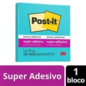 Bloco de Notas Super Adesivo 76x76mm Azul Elétrico 90 FL Post-it