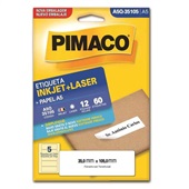 Etiqueta Adesiva InkJet e Laser A5 35x105mm Branco A5Q-35105 12 Folhas