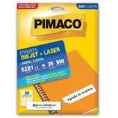 Etiqueta Adesiva InkJet e Laser Carta 25,4x101,6mm Branco 6281 25 Folh