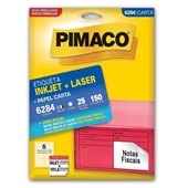 Etiqueta Adesiva InkJet e Laser Carta 84,67x101,6mm Branco 6284 25 Folhas 150 Etiquetas Pimaco