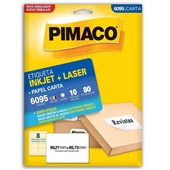 Etiqueta Adesiva InkJet e Laser Carta 59,27x85,73mm Branco 6095 10 Fol