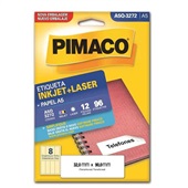 Etiqueta Adesiva InkJet e Laser A5 32x90mm Branco A5Q-3272 12 Folhas 96 Etiquetas Pimaco