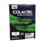 Etiqueta Adesiva InkJet e Laser A4 288,5x200mm Branco CA4359 100 Folhas 100 Etiquetas Colacril