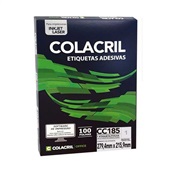 Etiqueta Adesiva InkJet e Laser Carta 279,4x215,9mm Branco CC185 100 Folhas 100 Etiquetas Colacril