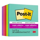 Bloco de Notas Adesivo Cubo Supernova 76x76mm 5 Cores 450 FL Post-It