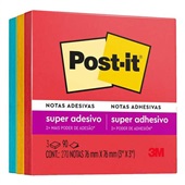 Bloco de Notas Adesivo Cubo Diversão 76x76mm 3 Cores 270 FL Post-It