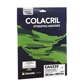 Etiqueta Adesiva InkJet e Laser A4 288,5x200mm Branco CA4259 25 Folhas 25 Etiquetas Colacril