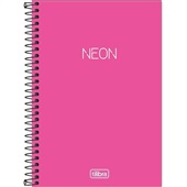 Caderno Espiral Capa Plástica 1/4 Neon Rosa 80 FL 1 UN Tilibra