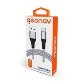Cabo USB-C para USB Nylon trançado, 1,5m Cinza/Branco UCC06 1 UN Geona