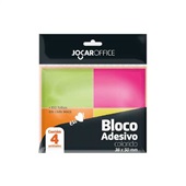 Bloco de Notas Adesivo 38x50mm Cores Neon 4 UN 100 FL cada Jocar Office