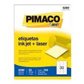 Etiqueta Adesiva InkJet e Laser Carta 25,4x66,7mm Branco 6280 25 Folhas 750 Etiquetas Pimaco