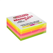 Bloco de Notas Adesivo Memo Notes 76x76mm 5 Cores Neon 320 FL Adelbras