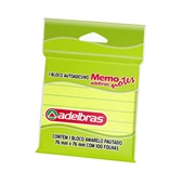 Bloco de Notas Adesivo Memo Notes Pautado 76x76mm 100 FL Adelbras