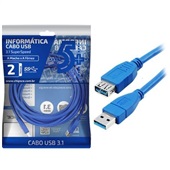 Cabo USB 3.1 A Macho X A Fêmea Azul 2m 5+