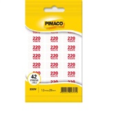 Etiqueta Adesiva de Sinalização 220V 12x26mm PT com 42 UN Pimaco