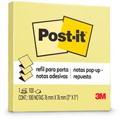 Bloco de Notas Adesivo Refil 76x76mm Sistema Puxa Fácil Amarelo 100 FL