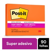 Bloco de Notas Super Adesivo 76x102mm Laranja Neon 90 FL Post-it