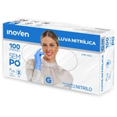 Luva Nitrílica Azul Tamanho G CX 100 UN Inoven