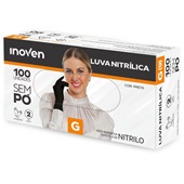 Luva Nitrílica Preta Tamanho G CX 100 UN Inoven