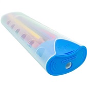 Kit Escolar Lápis de Cor Sextavado 12 cores, Estojo Azul e Apontador 1