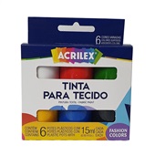 Tinta para Tecido 15ml 6 Cores Acrilex