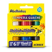 Tinta Guache Metálica Abelinhas 6 Cores 15ml Acrilex