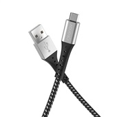 Cabo USB-A para micro USB 1.2 metros nylon trançado ESMIBK Preto 1 UN Geonav